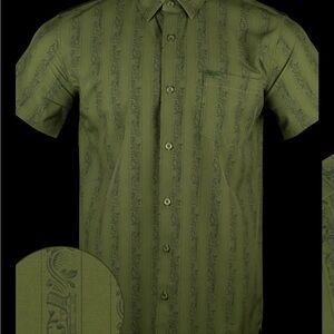 Men's Olive Patterned Button-Down Shirt
